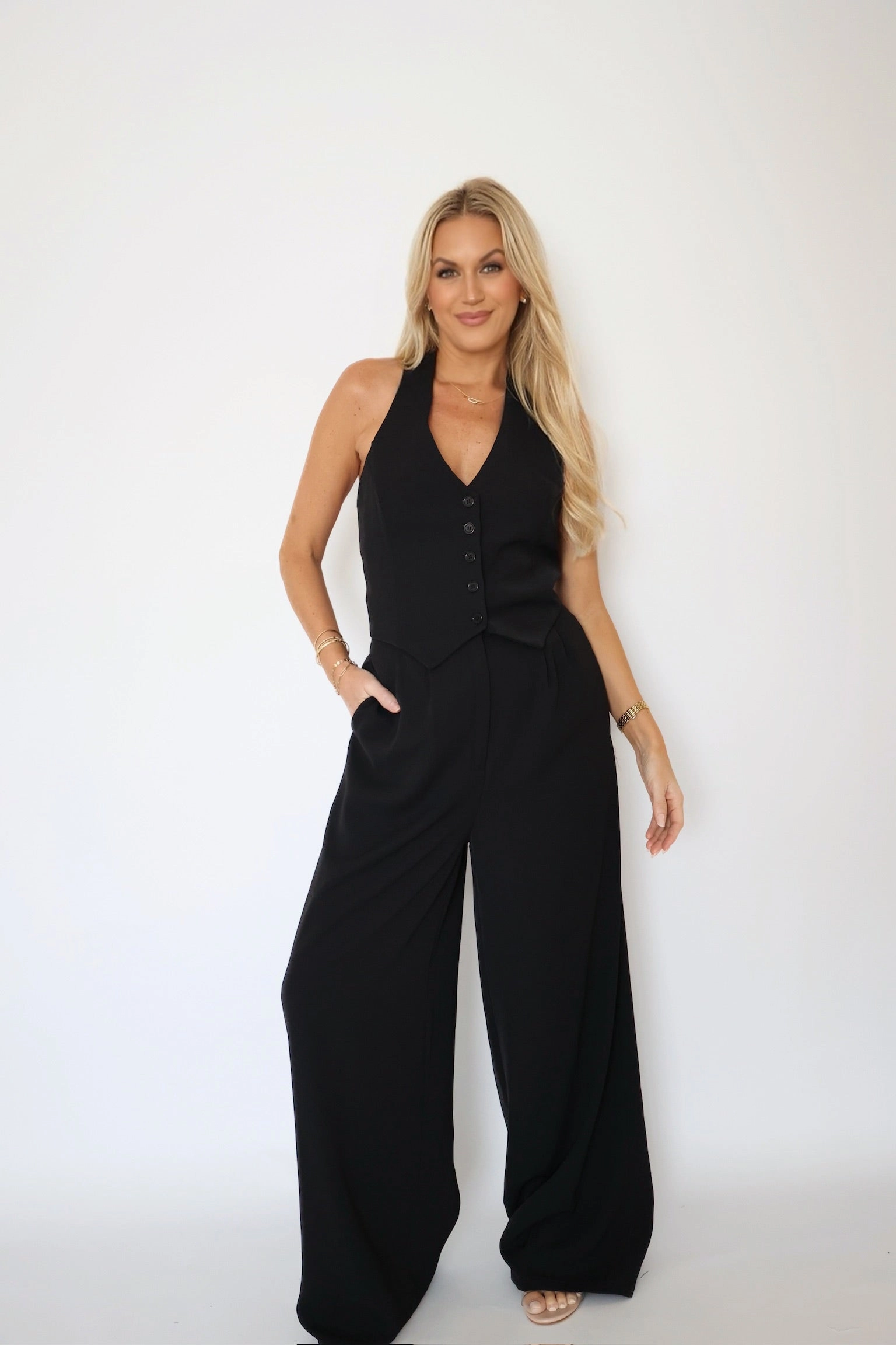 Stretch Knit Material DurableWeave Halston Jumpsuit