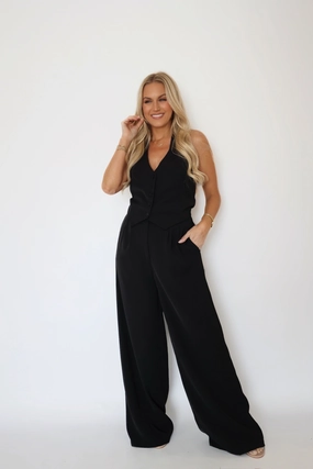 Low Profile Waistband Integration Halston Jumpsuit
