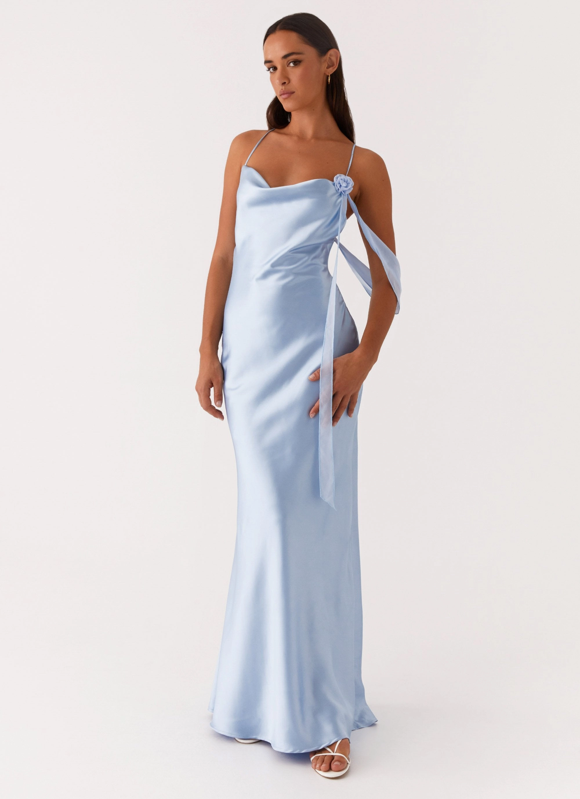 Too Sweet Satin Maxi Dress - Blue Casual day-to-night piece