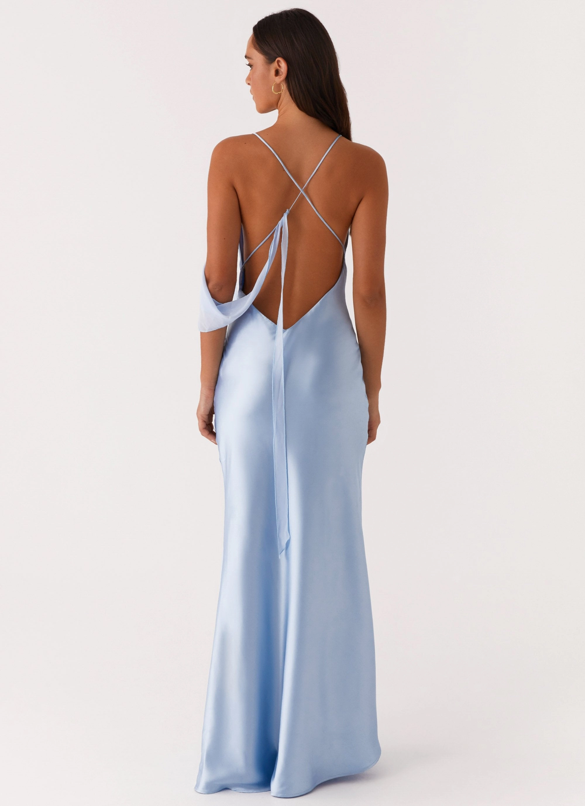 foldable Too Sweet Satin Maxi Dress - Blue