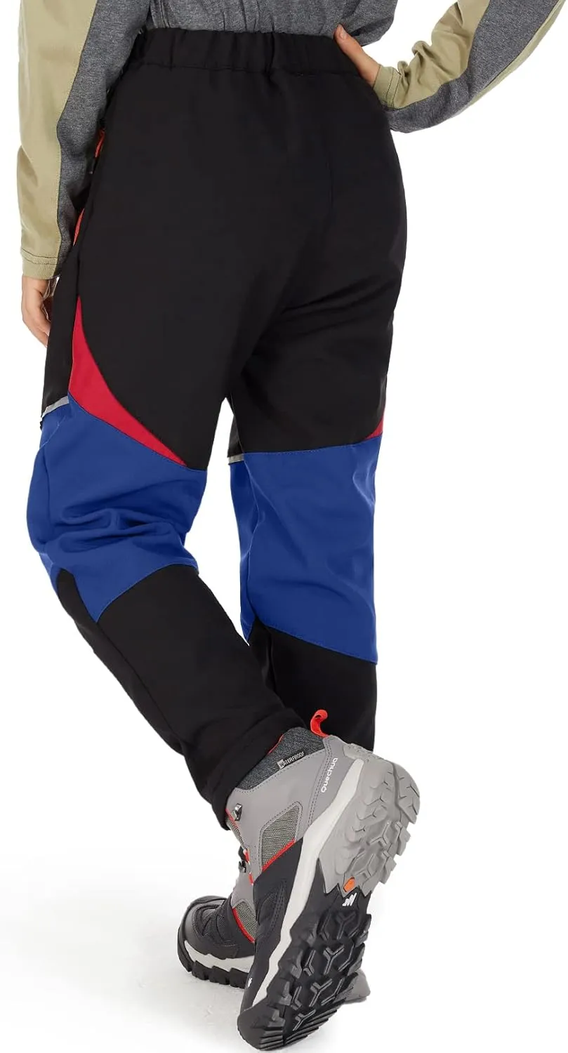 Toomett Boys snow cargo pants, Girls Kids Outdoor Fleece-Lined Soft Shell Hiking Fishing ski Insulated Pants