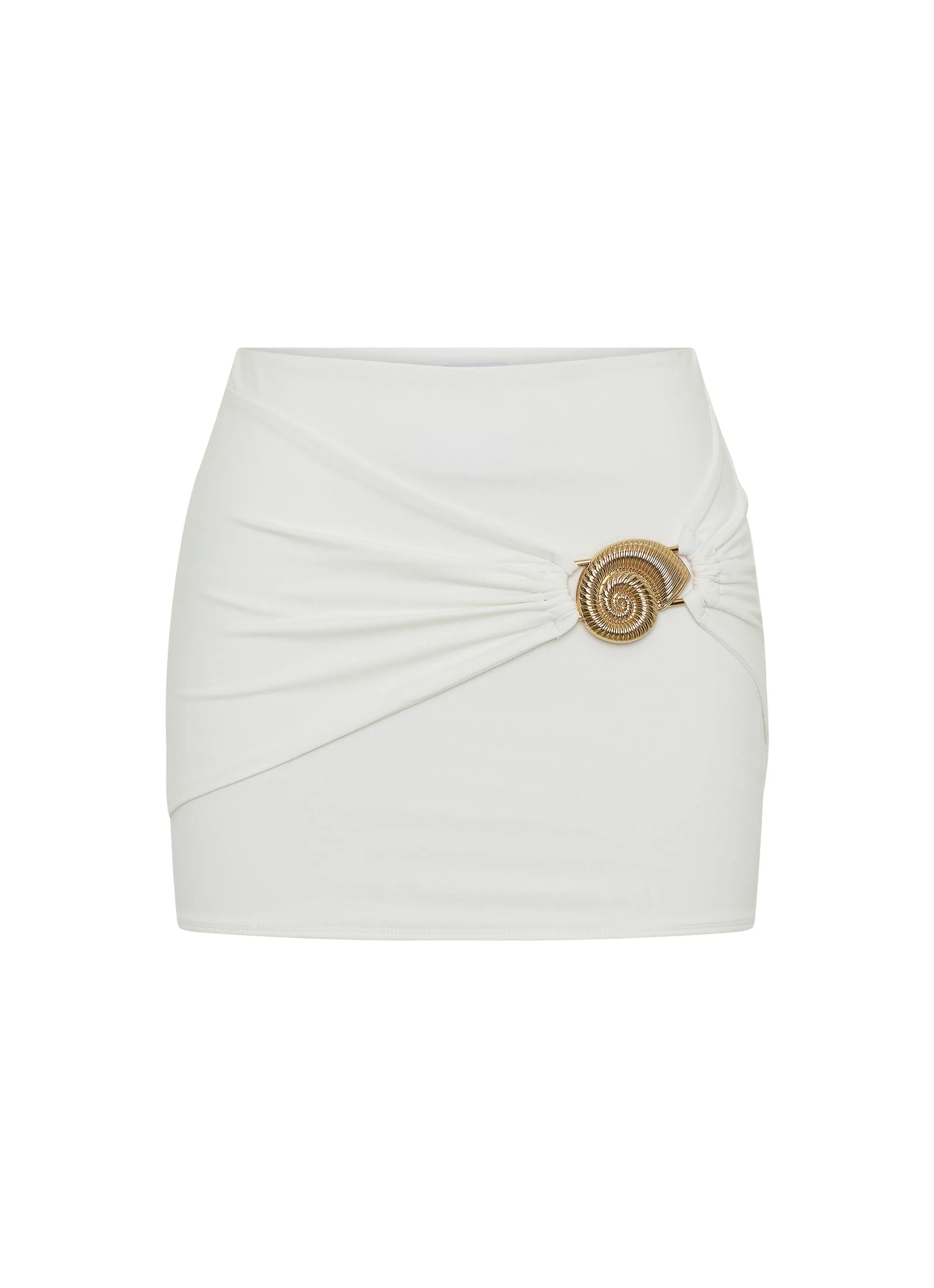 Calm Mood Tropical theme Shoreline Mini Skirt - White