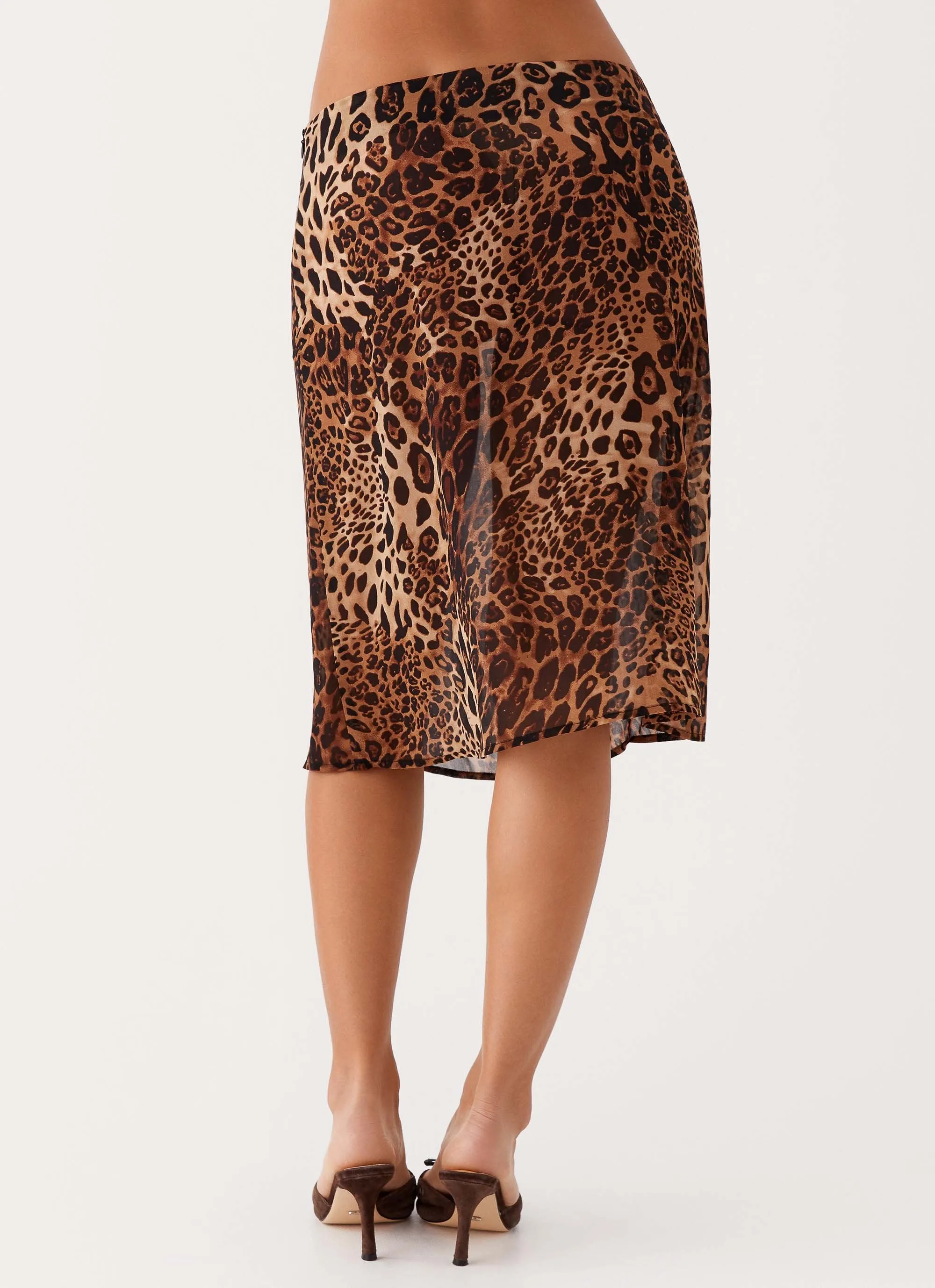 Performance Fashion Evoke Chiffon Midi Skirt - Leopard