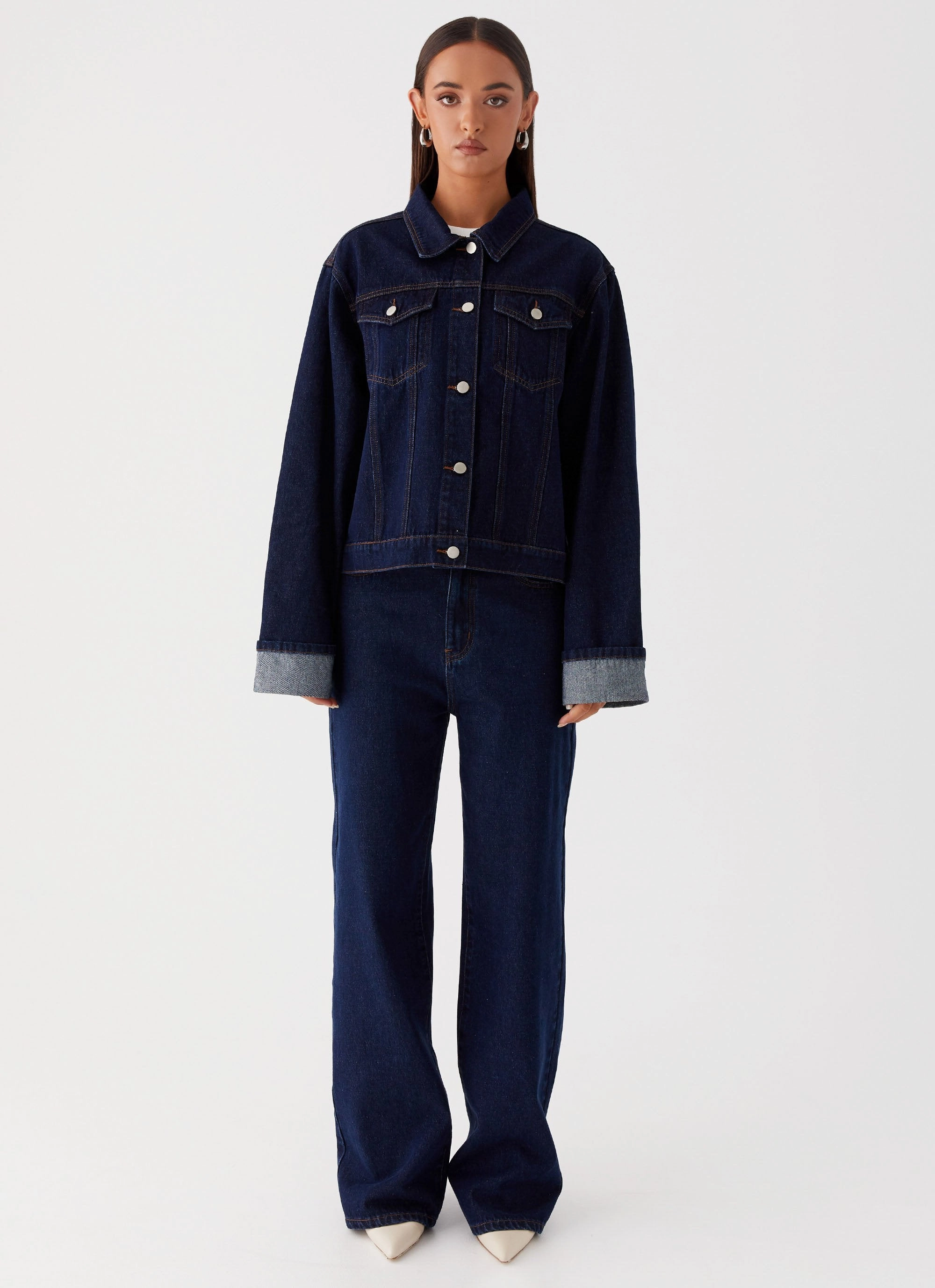 Picnic Style Modern Back Again Straight Leg Denim Jeans - Blue