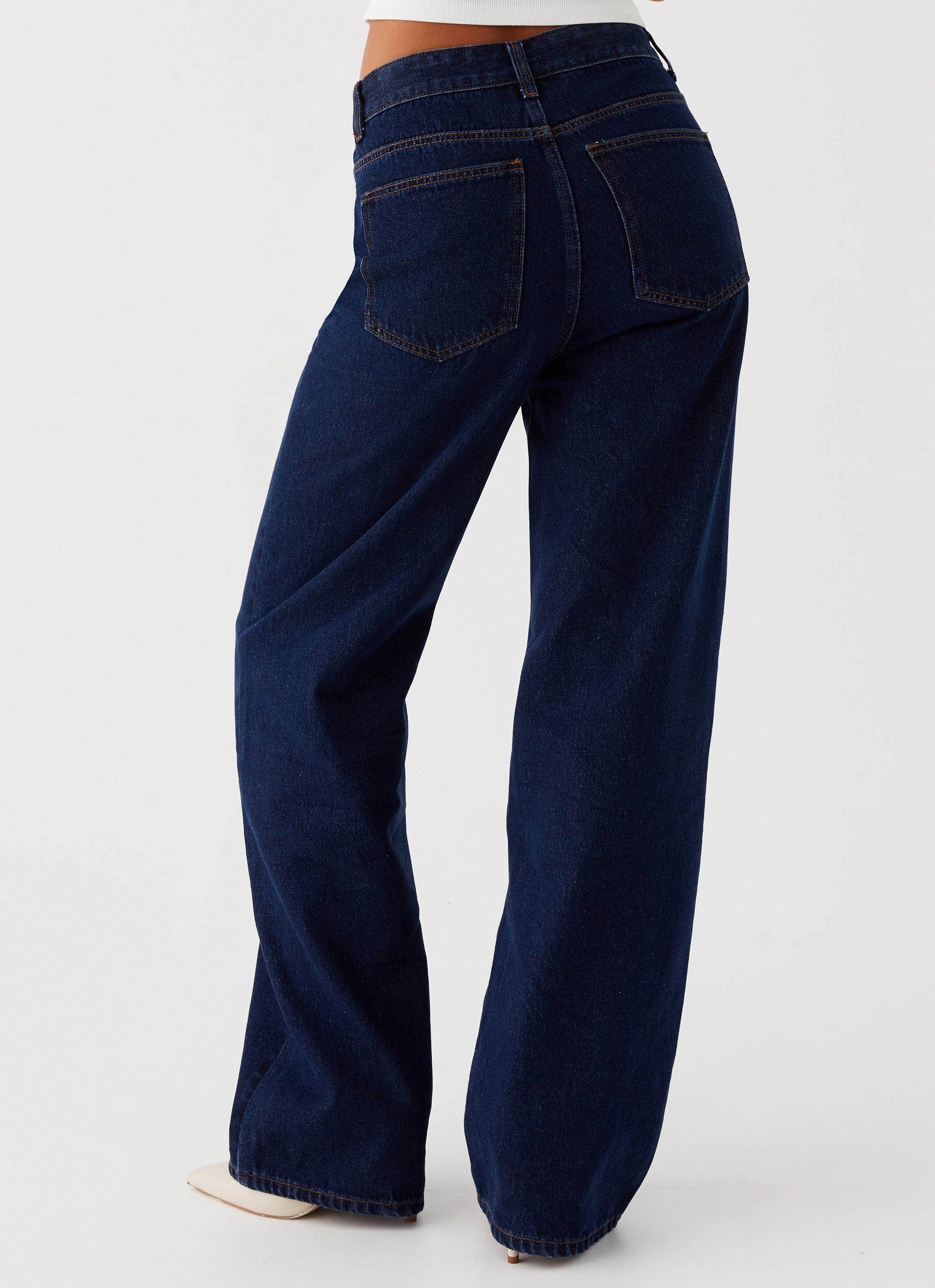 Seamless Pocket Design Back Again Straight Leg Denim Jeans - Blue
