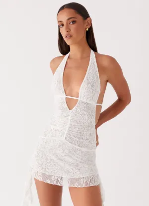 Ritz Lace Mini Dress - White Timeless Comfort