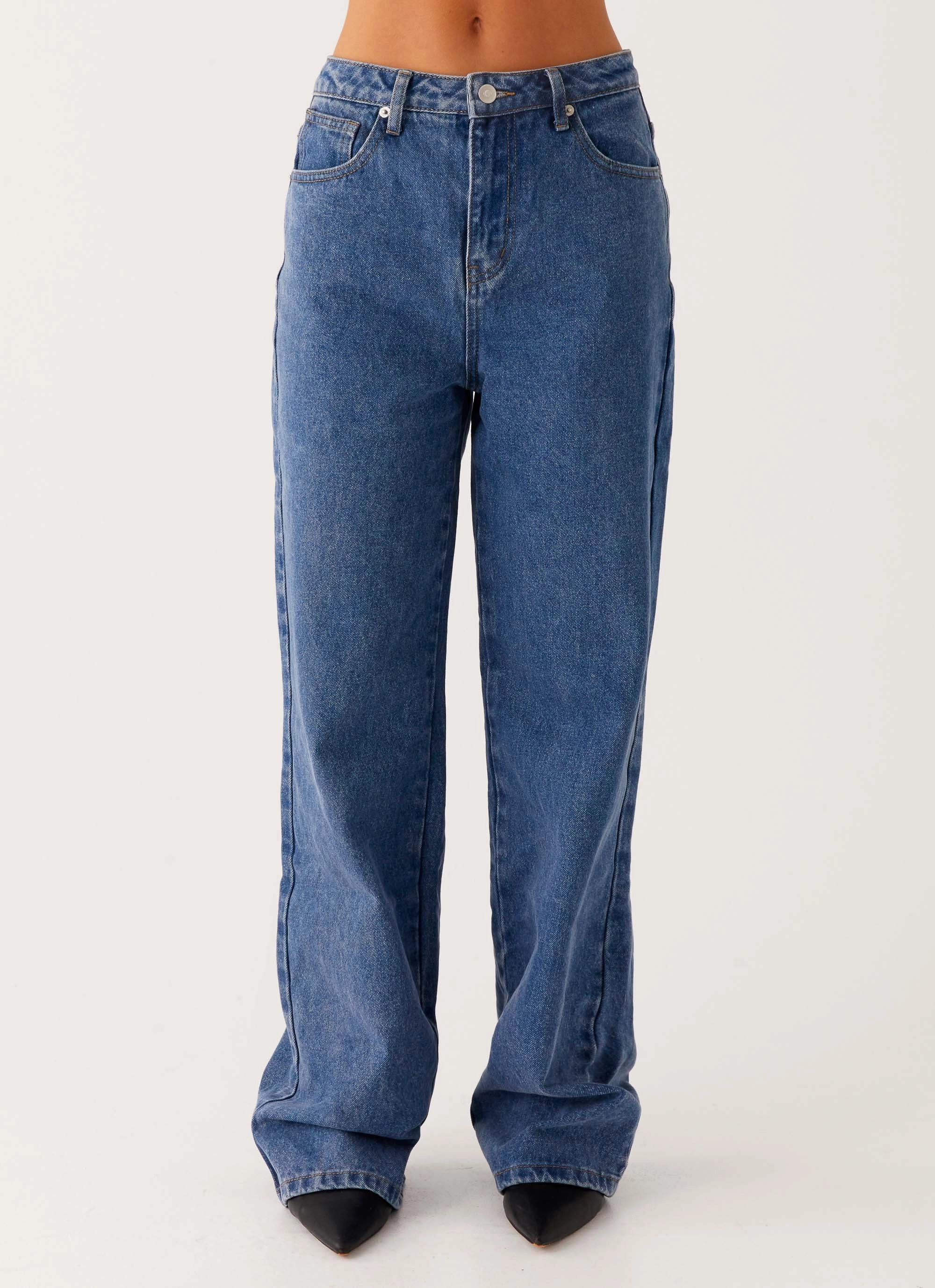 Back Again Straight Leg Denim Jeans - True Blue Minimalist Style Festival Outfit Loose