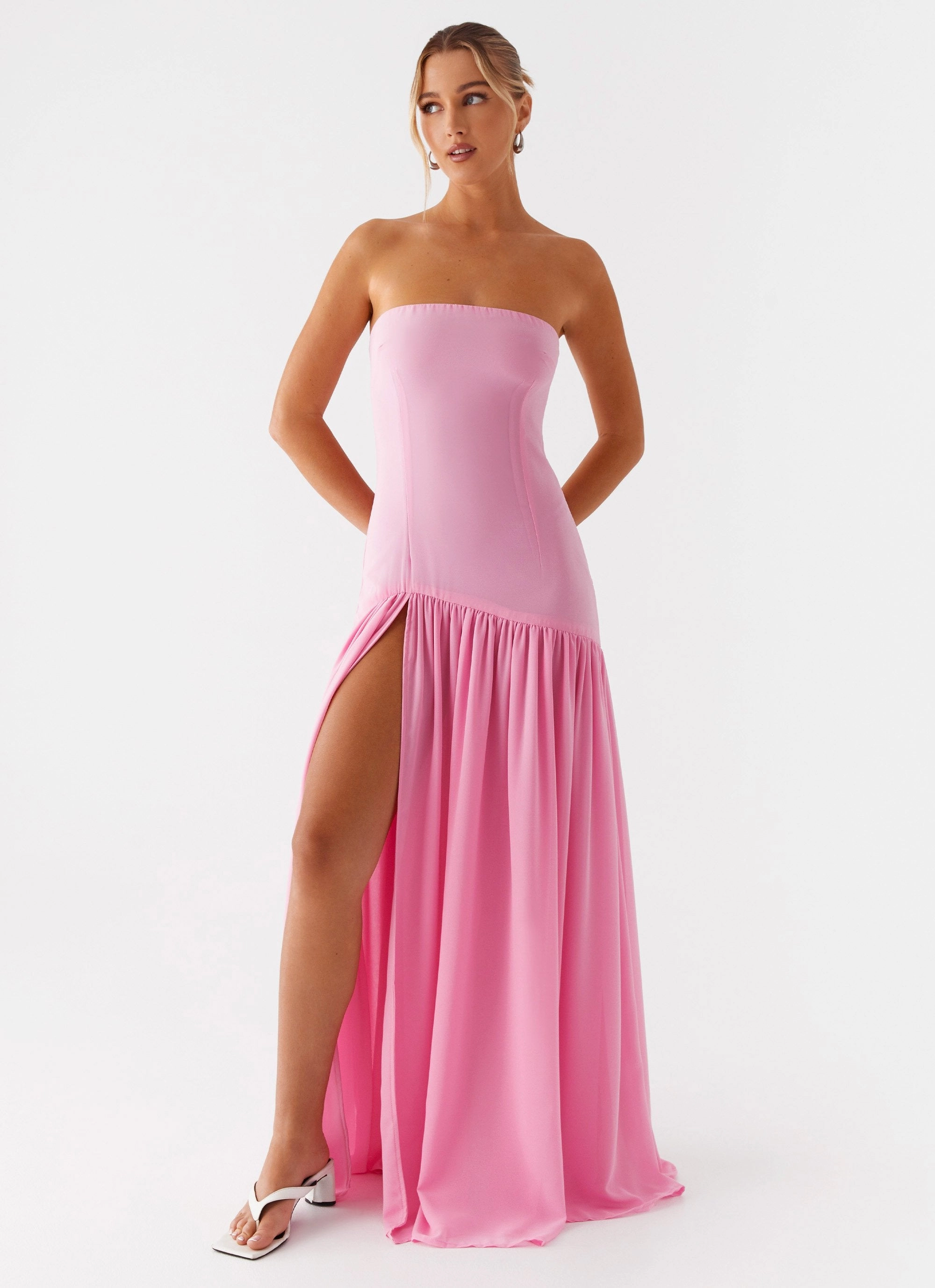 Eden Strapless Maxi Dress - Pink tailored look