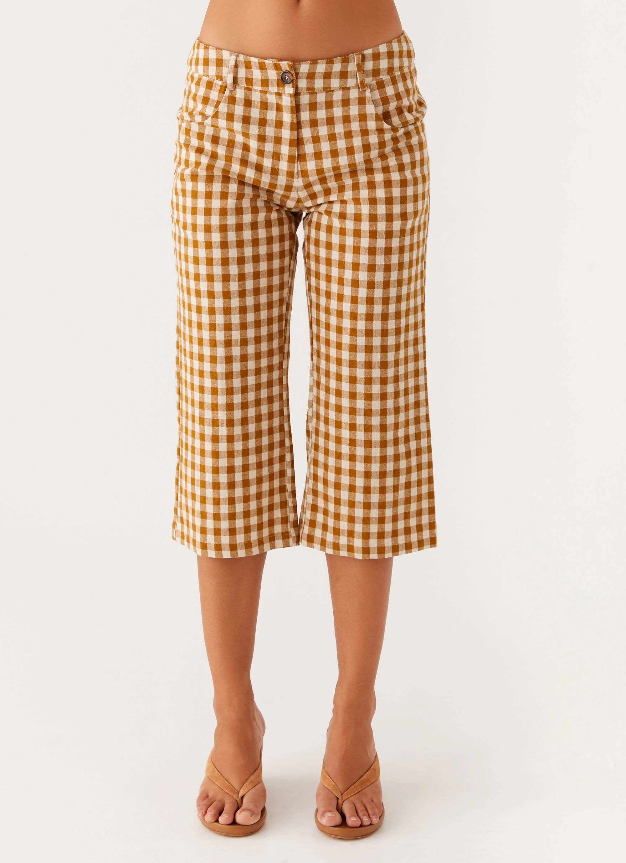 Chic casual Radley Capri Pants - Brown Gingham