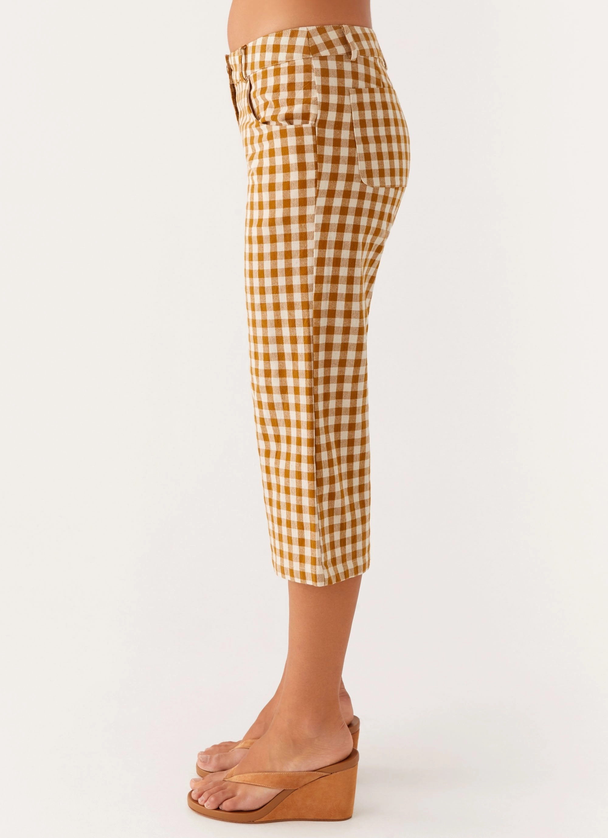 Radley Capri Pants - Brown Gingham Core Utility Essential Look