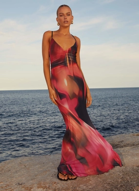 Gentle Glow Flowy Layers Charley Maxi Dress - Pink Print