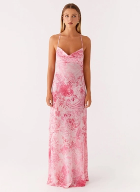 Bold-Color Tara Maxi Dress - Pink Print