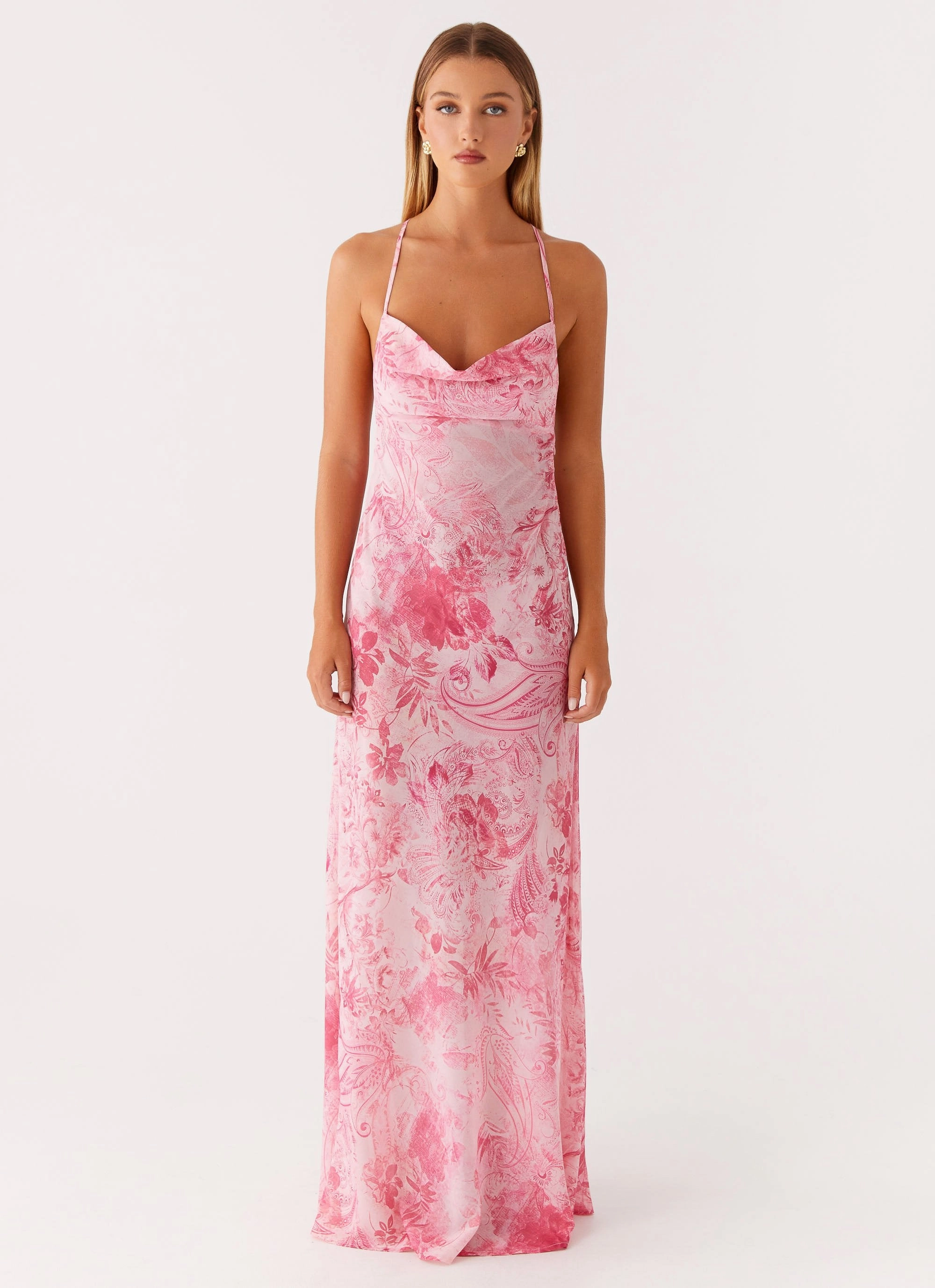 Bold-Color Tara Maxi Dress - Pink Print