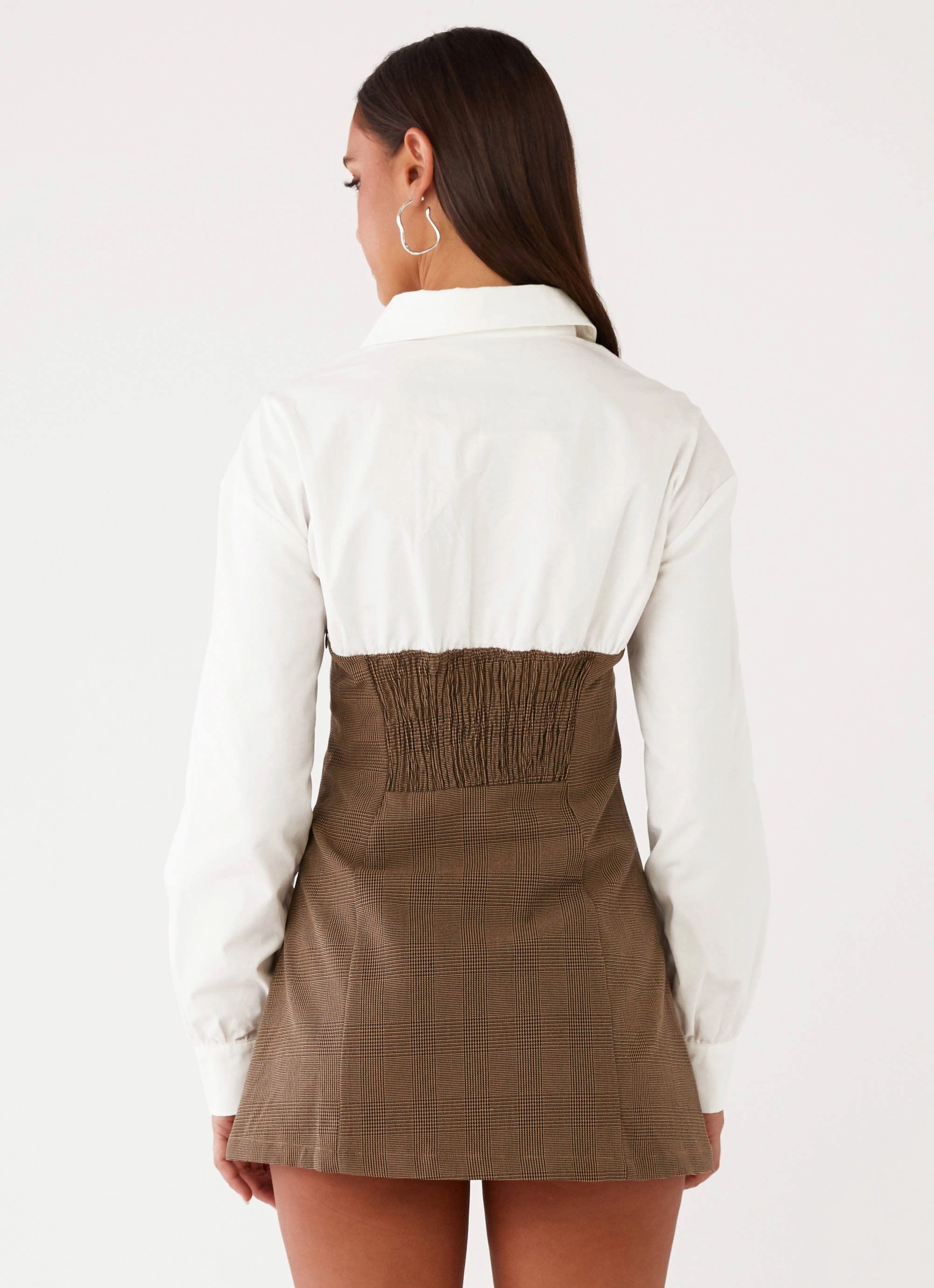 Adelaide Shirt Mini Dress - Brown Back Glow Cool Form