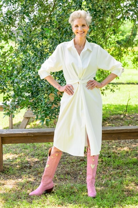 Limited-Edition MASON'S DAUGHTER | Sutton Shirtdress, White/Tonal Stripe