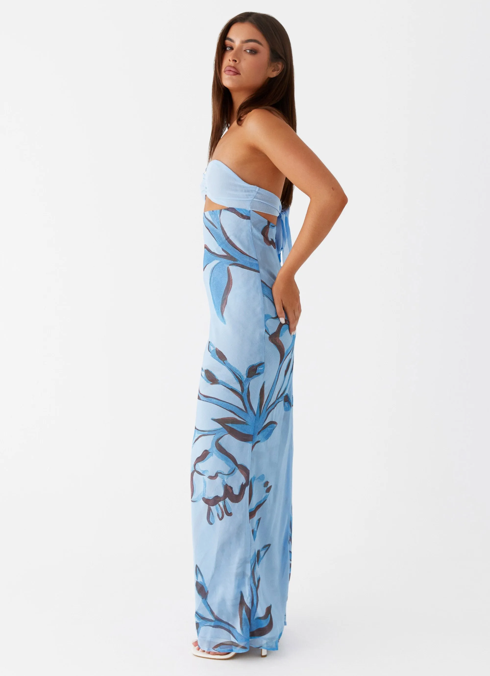 Tropicana Maxi Dress - Blue Floral Modern Look