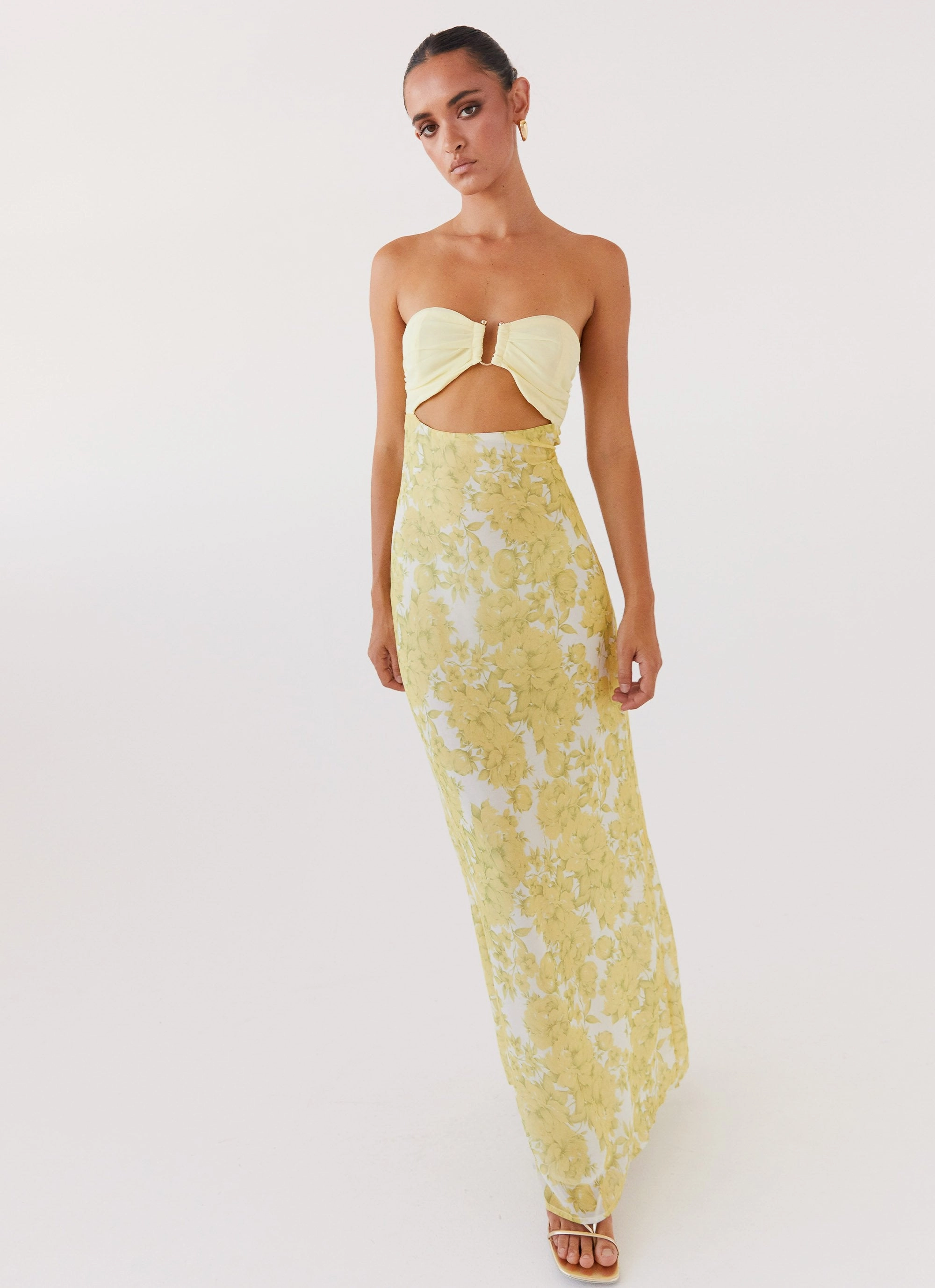 Smooth Drape Polished Details Tropicana Maxi Dress - Daffodil