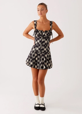 Tuni Mini Dress - Taupe Check Daily Wear Bold Simplicity