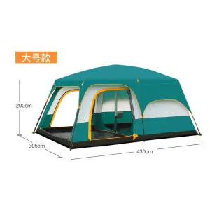 Two-bedroom, one-living room outdoor camping 6 people, 8 people, 10 people, 12 people, two-bedroom, one-living room, multi-person camping, rainproof tent