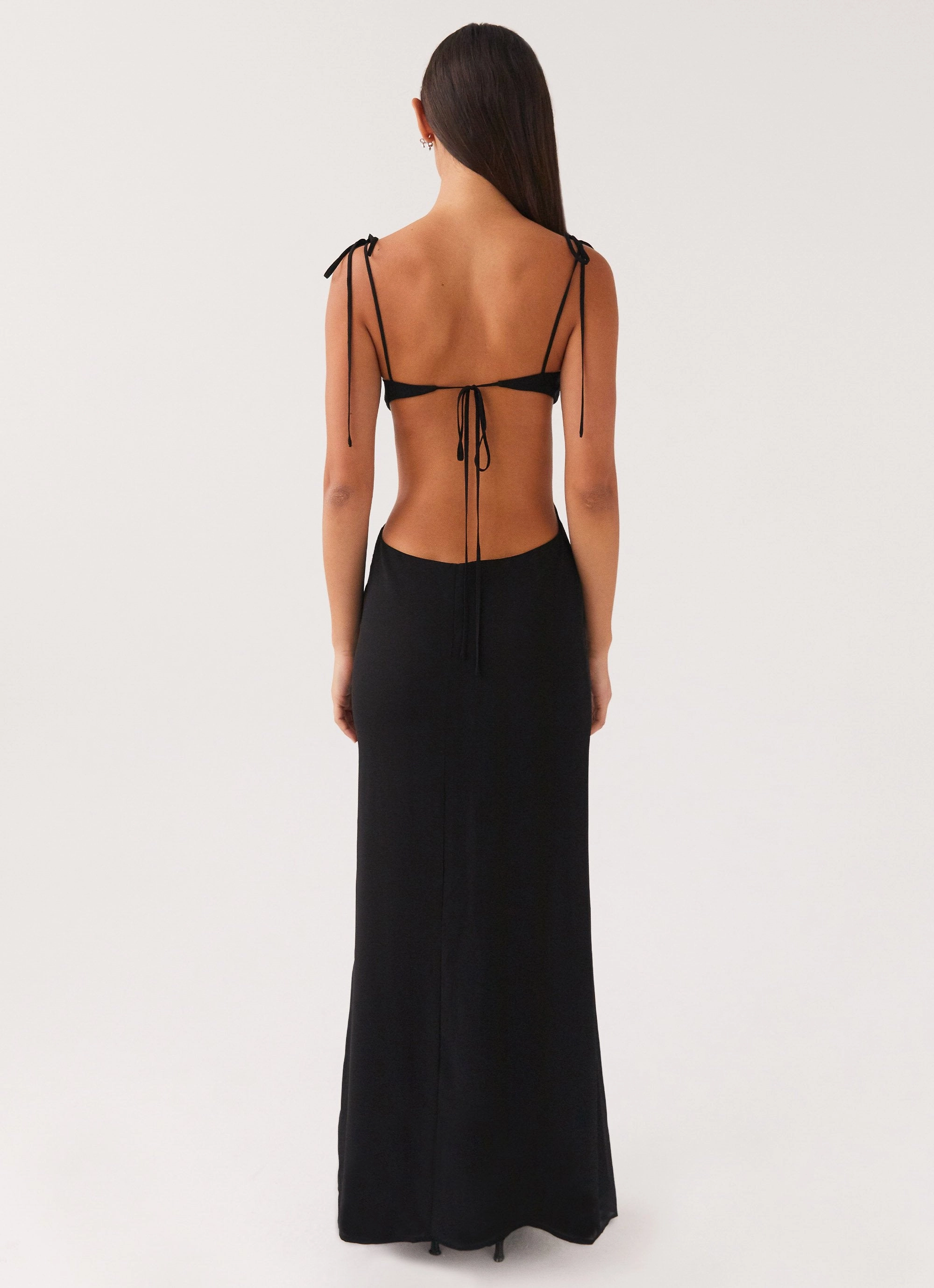 Tyra Ruched Maxi Dress - Black Feminine Tailoring
