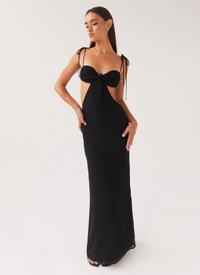 petite size Timeless Cut Tyra Ruched Maxi Dress - Black