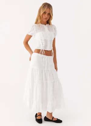 Beatrix Frill Midi Skirt - White Resale Value City Tones