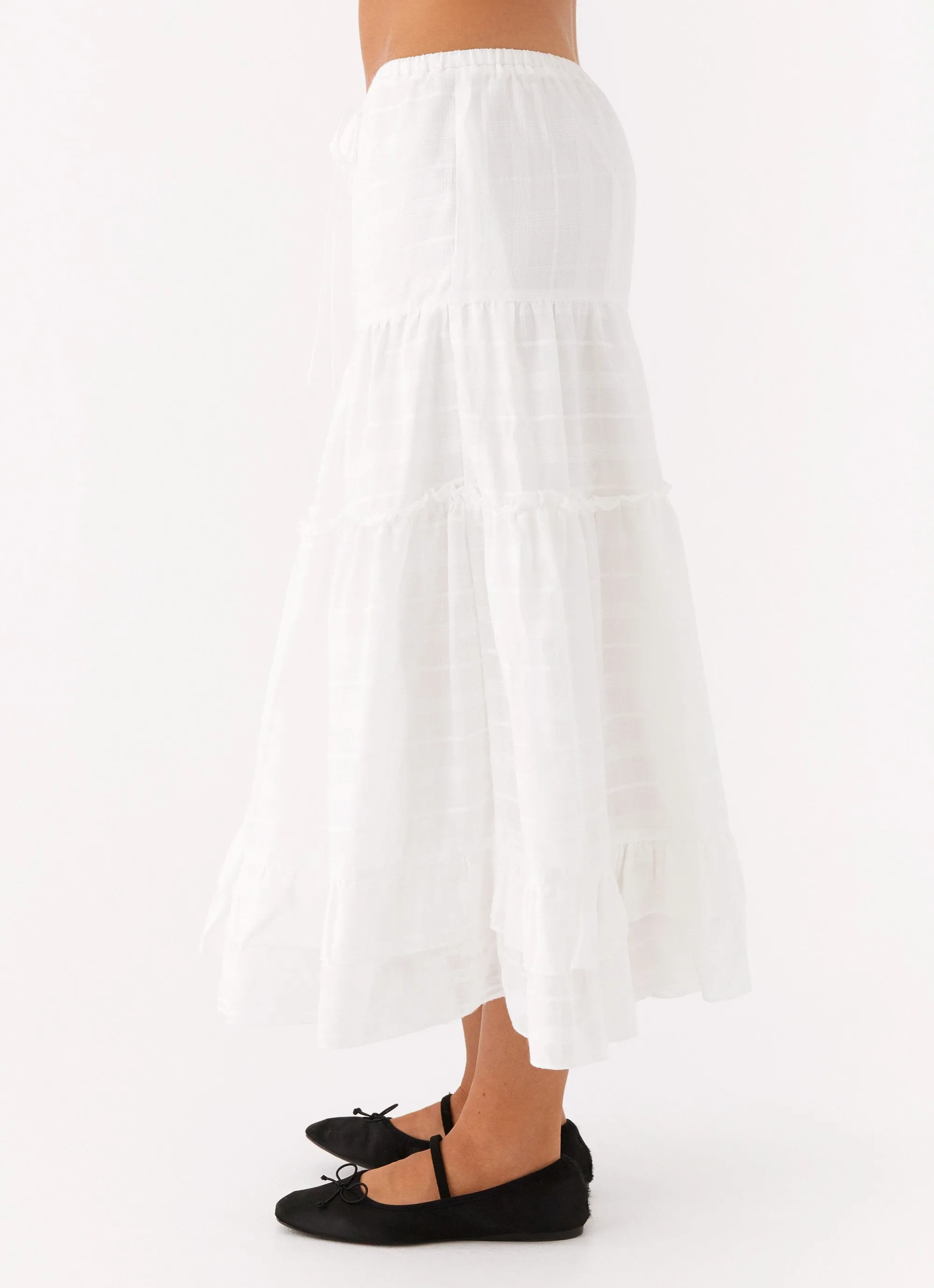 Light Moodboard Beatrix Frill Midi Skirt - White