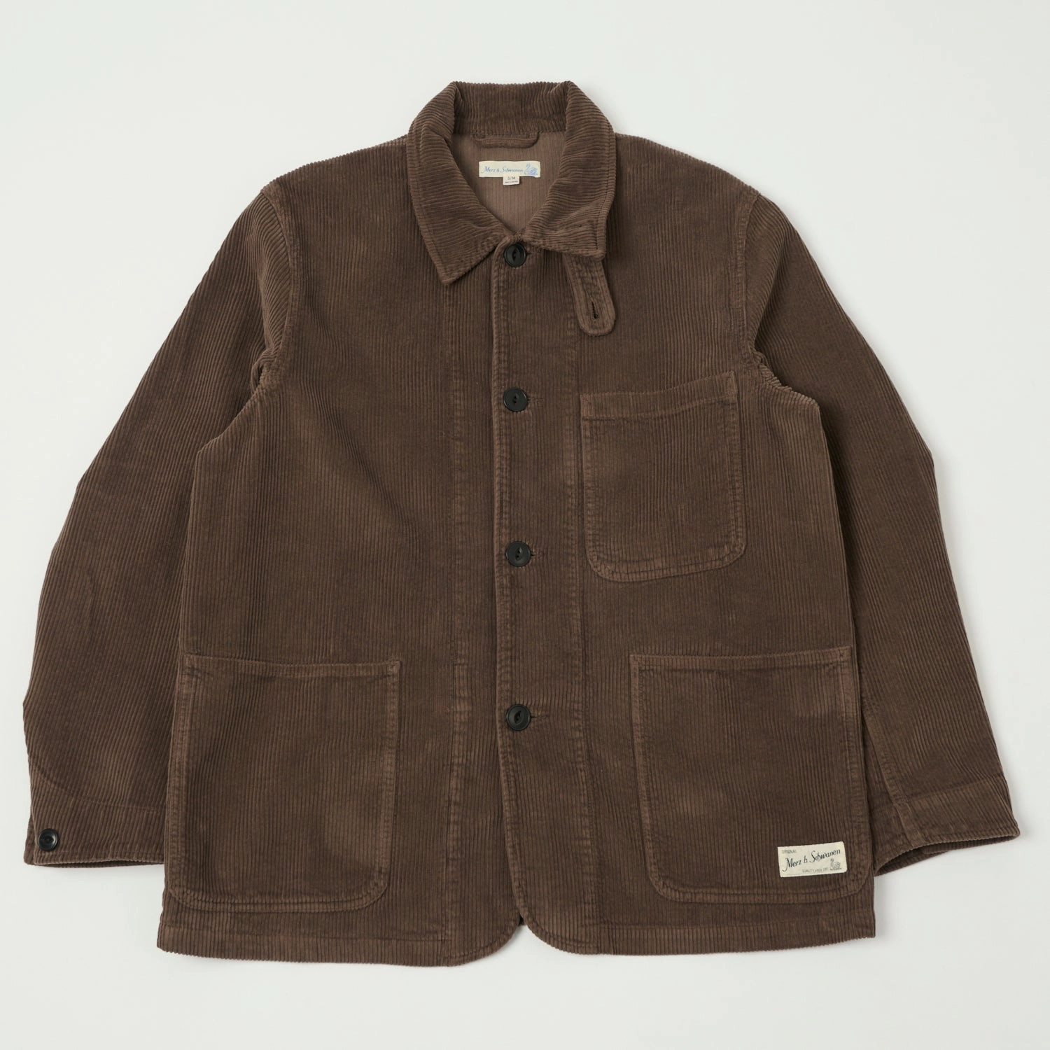 Merz b. Schwanen 'Good Basics' Corduroy Chore Jacket - Chocolate Tailored Cut Reflective Safety Details