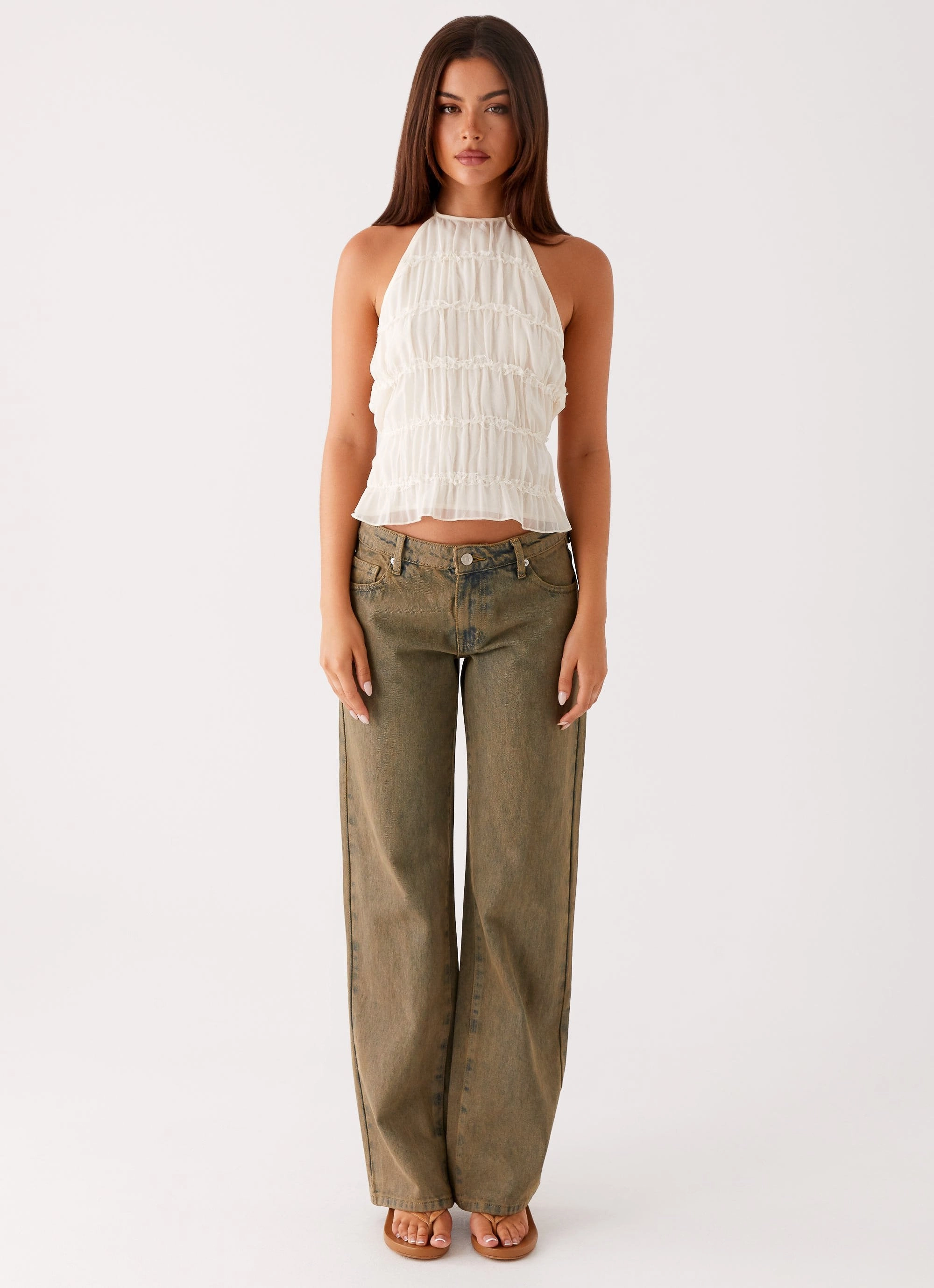 Quick Fit Jaiden Low Rise Denim Jeans - Brown Sand Wash