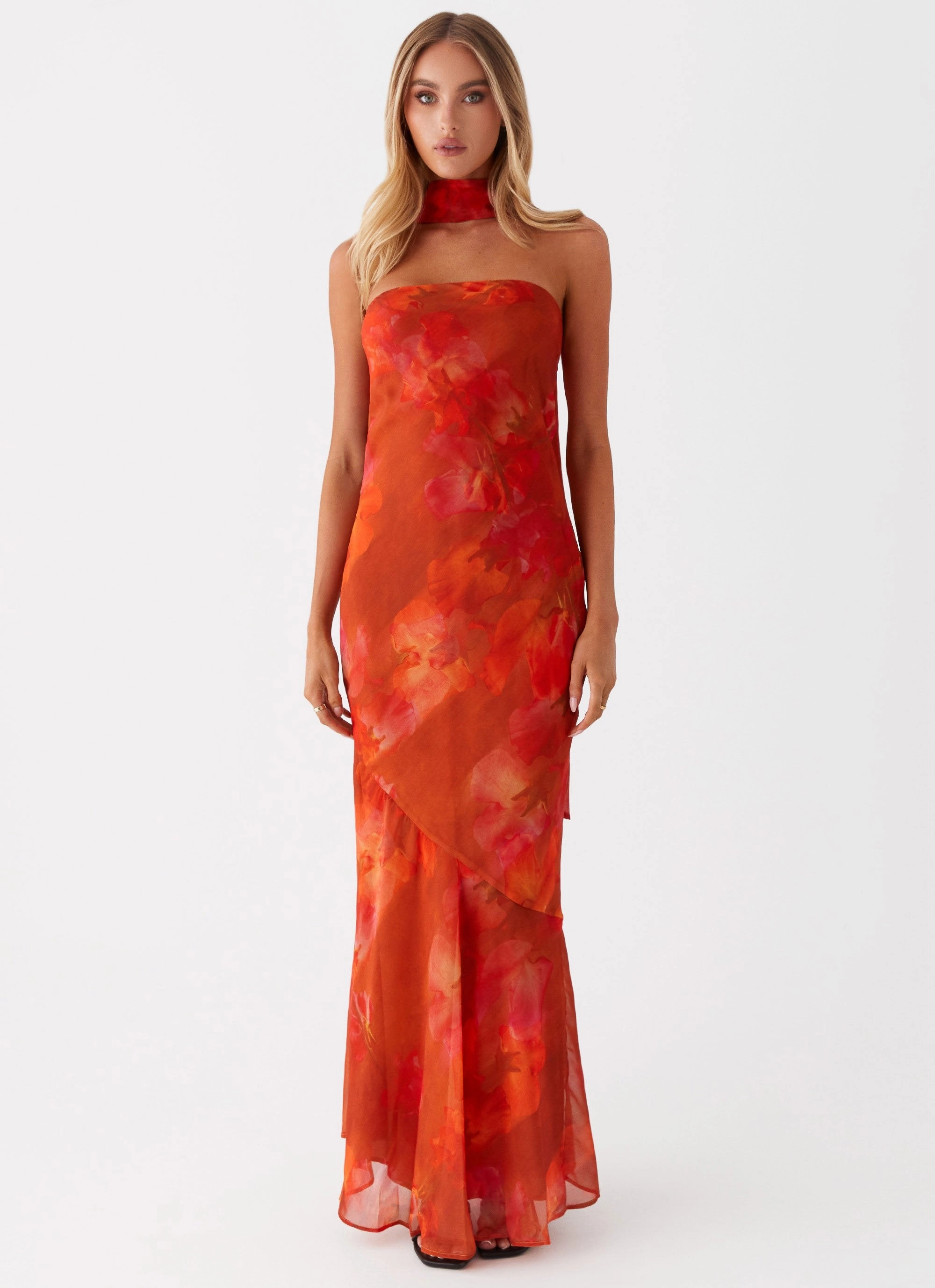 Bow Soft Beaded-Sleeve Under The Pagoda Maxi Dress - Amber