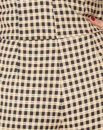 Unique Vintage Black & Beige Plaid Thelma Suspender Pants | Beige