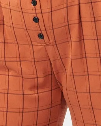 Unique Vintage Orange Windowpane Thelma Suspender Pants | Orange, Plaid, Gingham