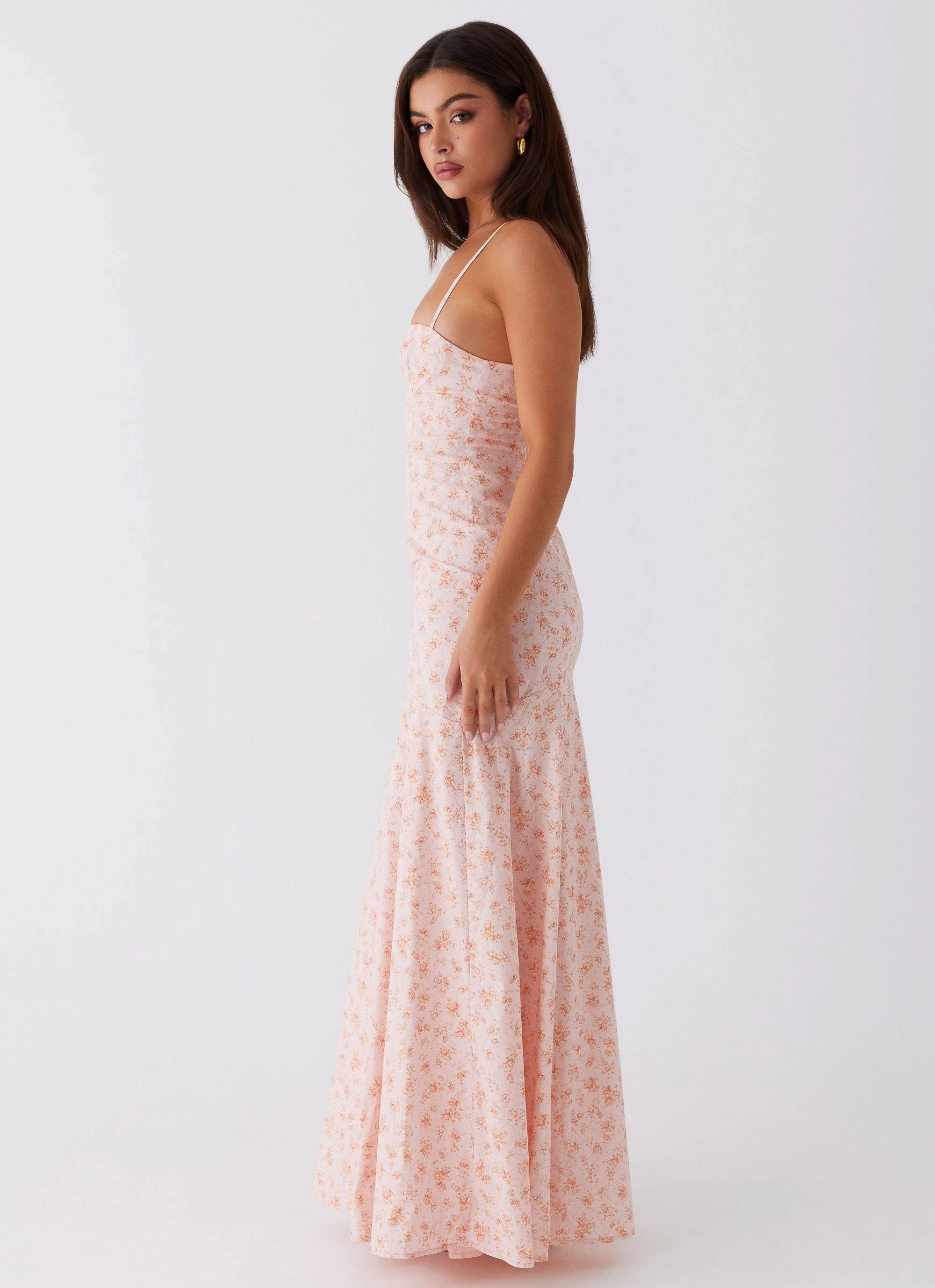 Silk Flow Britney Maxi Dress - Pink Ditsy Floral