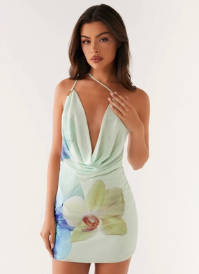 Balanced Tone Bohemian Bliss Mesh Mini Dress - Green Floral