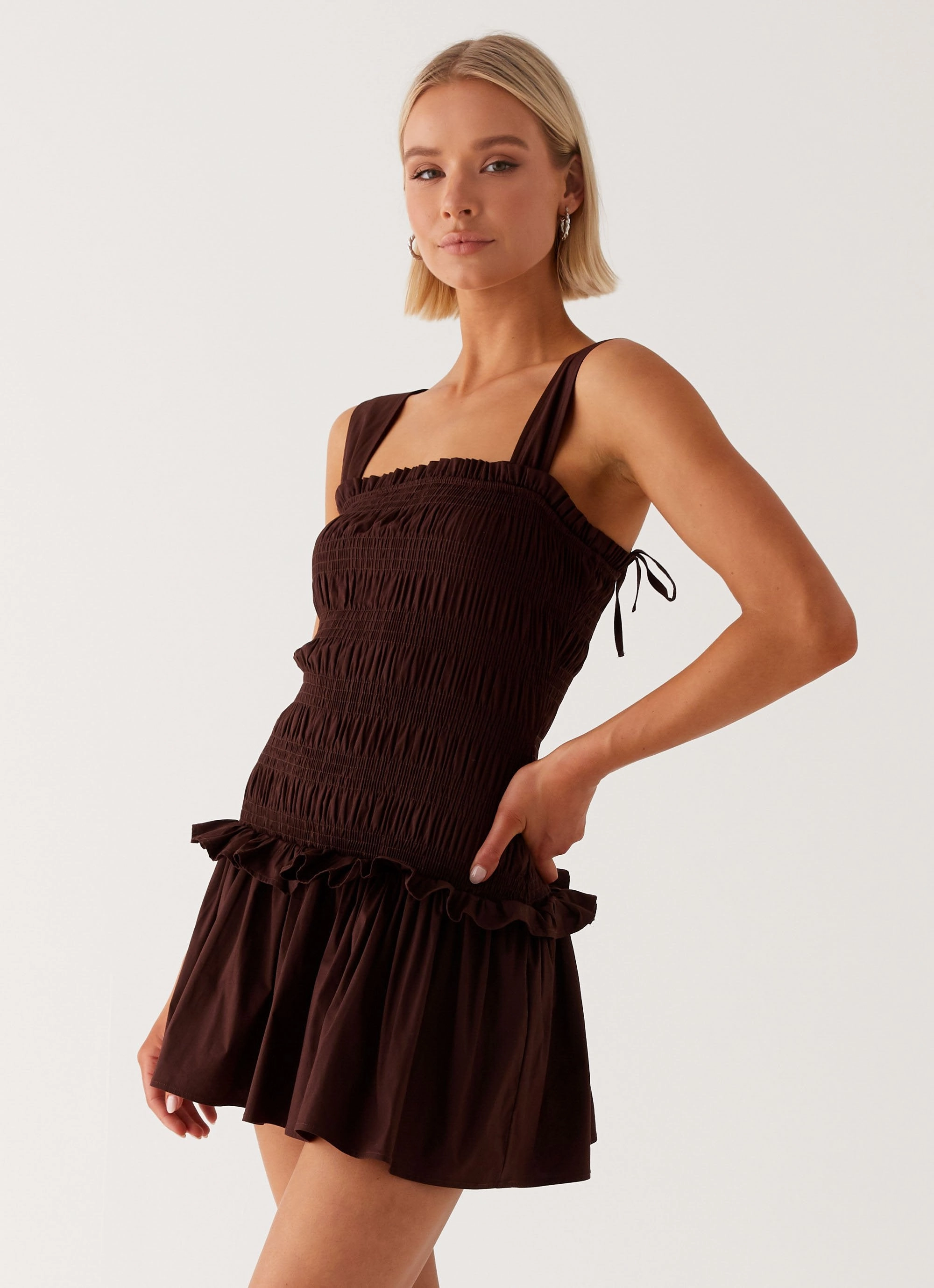 Tear-resistant Fit Vibe Tenielle Mini Dress - Brown