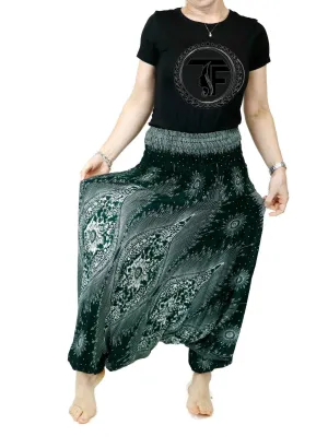 Unisex Harem Pants Women Drop Crotch Baggy Pants Jumpsuits Rompers Yoga Hippie Clothes Boho Gypsy Pants Festival Peacock Floral PH04