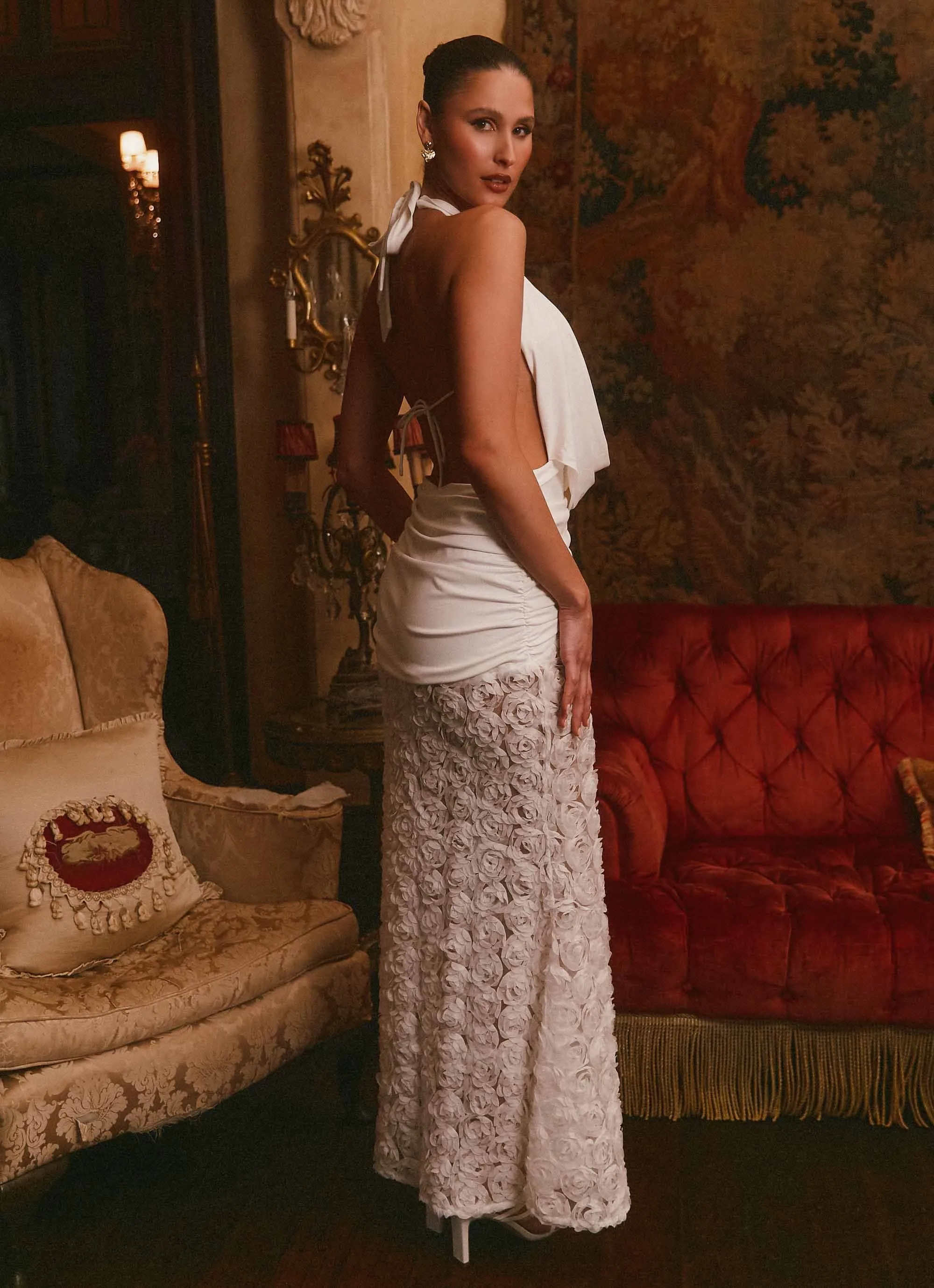 Anti-static Kita Textured Maxi Dress - White