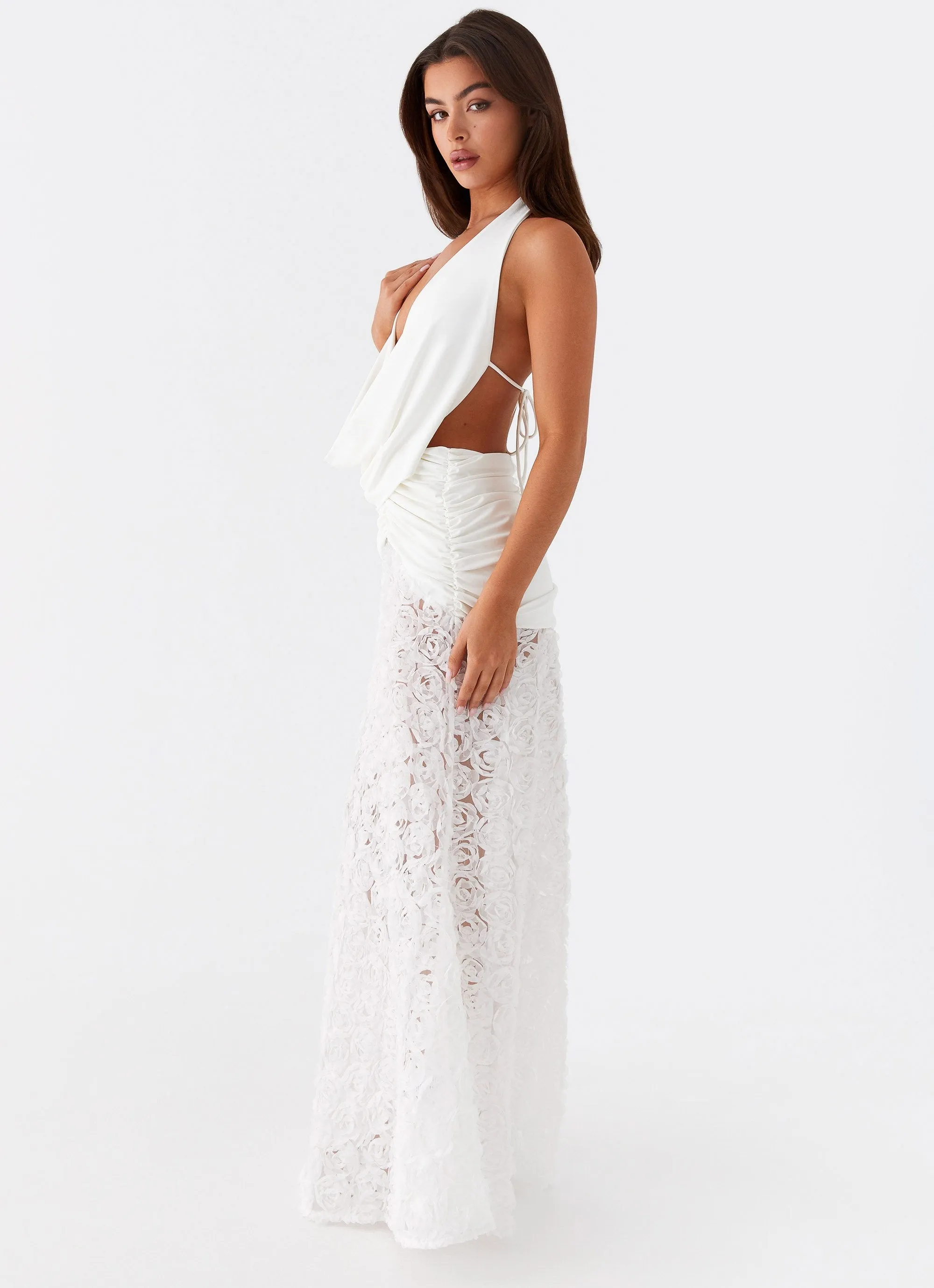 Tropical theme Timeless elegance Kita Textured Maxi Dress - White