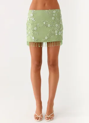 Slip Resistant Waist Midnight Tide Tie Side Mini Skirt - Green
