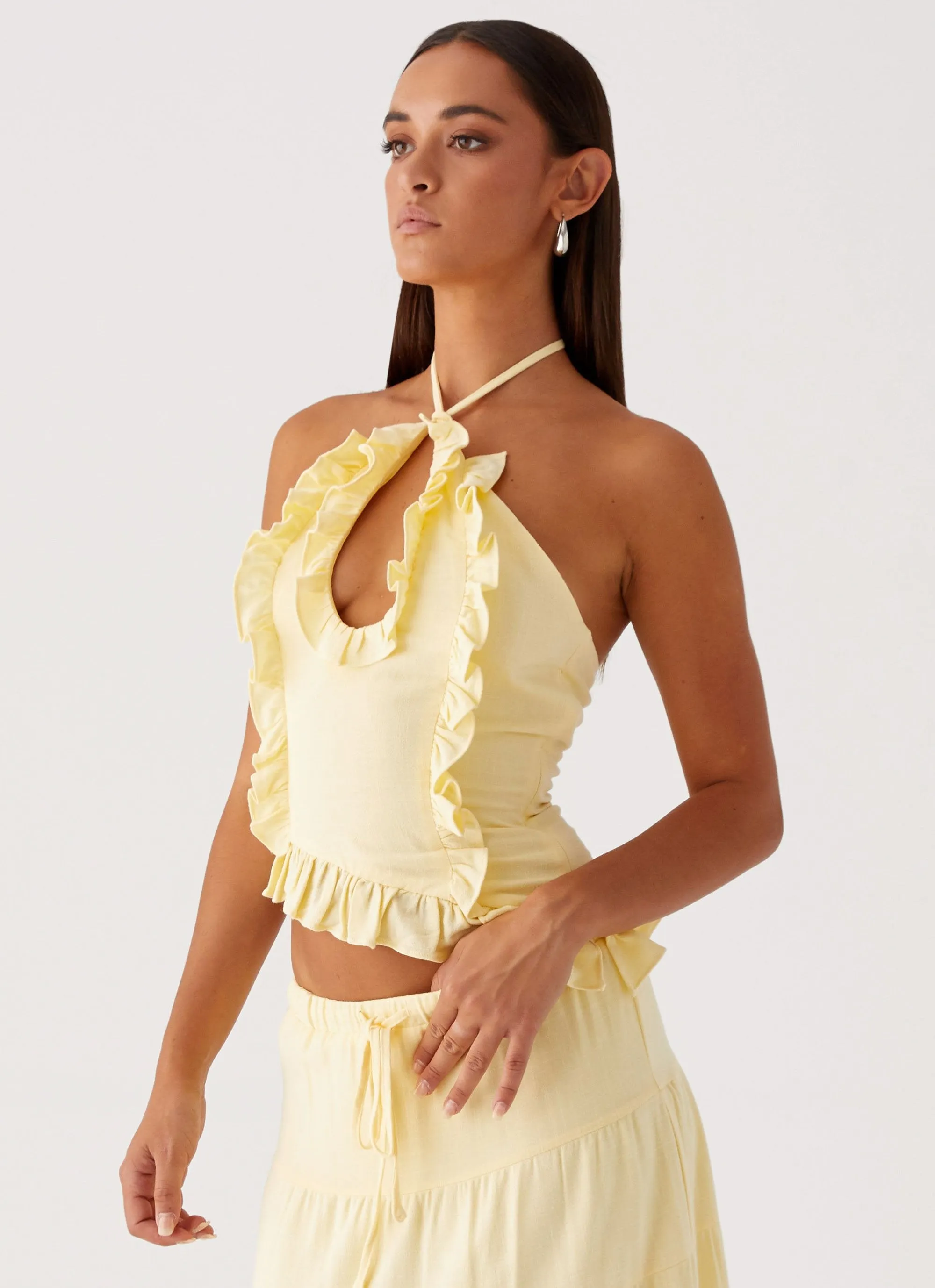 Mariella Linen Top - Yellow Stretchable Knit