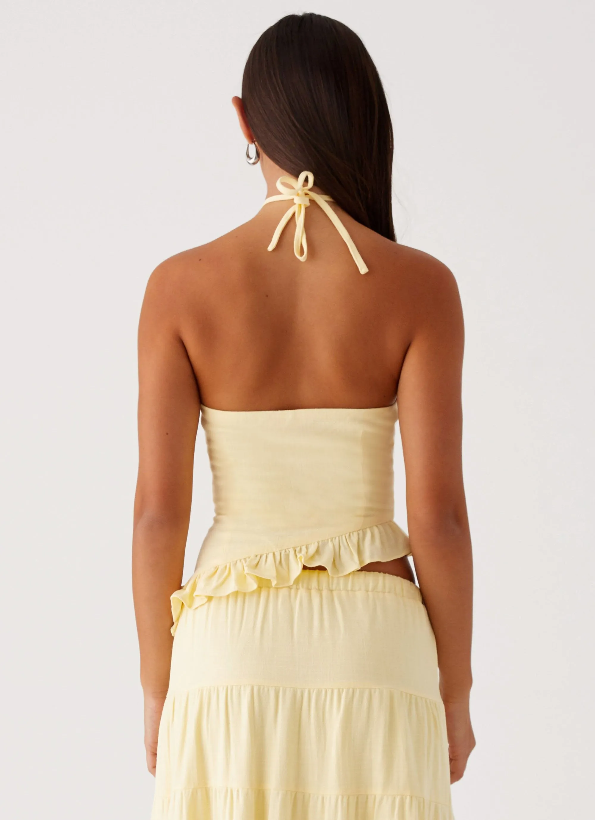 Ergonomic Fit Design Wrinkle resistant fabric Mariella Linen Top - Yellow