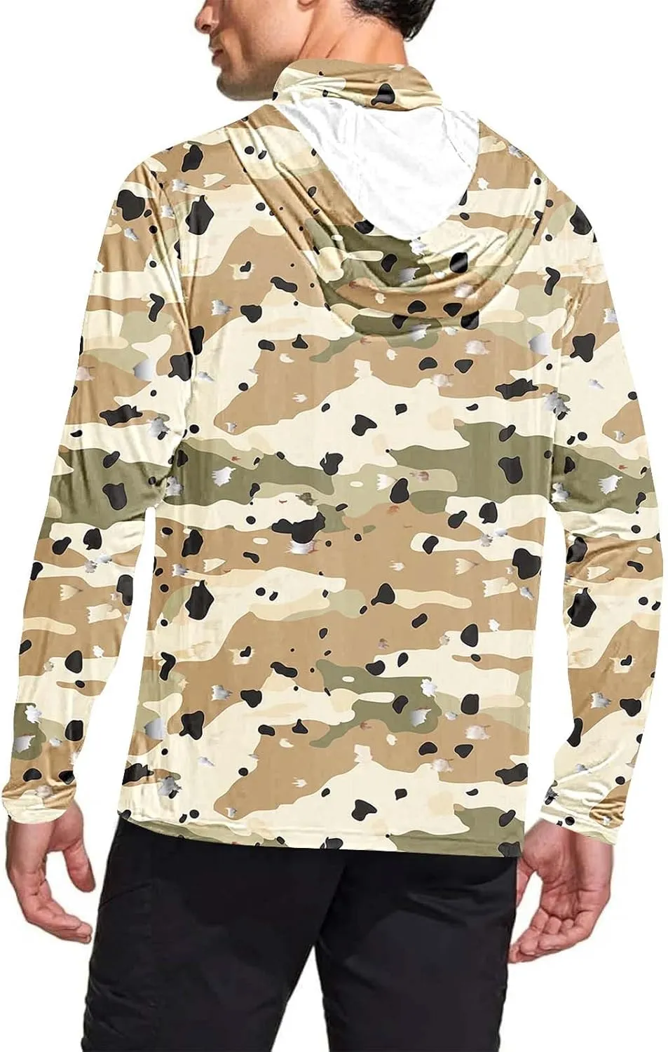 UPF 50  Fishing Shirts for Men Long Sleeve UV Sun Protection Hoodie Camo Tops Outdoor Hiking Running Swim Rash Guard