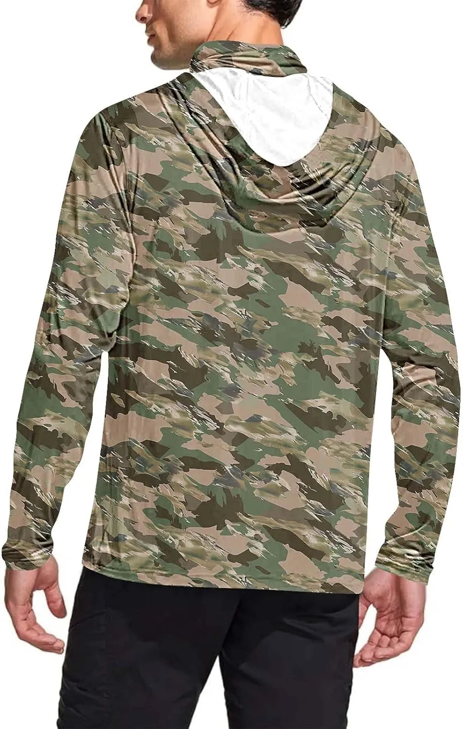 UPF 50  Fishing Shirts for Men Long Sleeve UV Sun Protection Hoodie Camo Tops Outdoor Hiking Running Swim Rash Guard