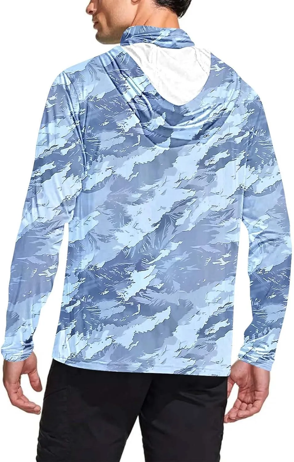 UPF 50  Fishing Shirts for Men Long Sleeve UV Sun Protection Hoodie Camo Tops Outdoor Hiking Running Swim Rash Guard
