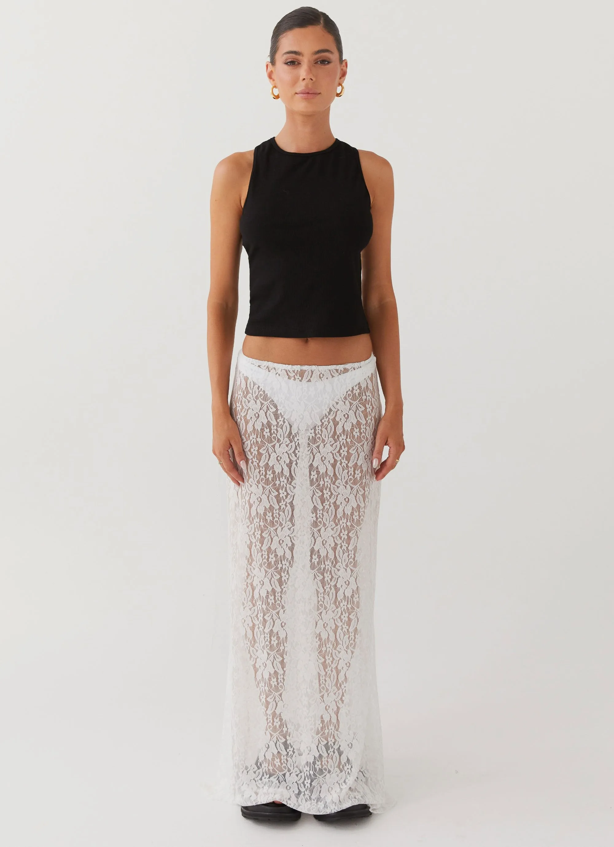 Simple Layer Sugar Sweet Lace Maxi Skirt - White