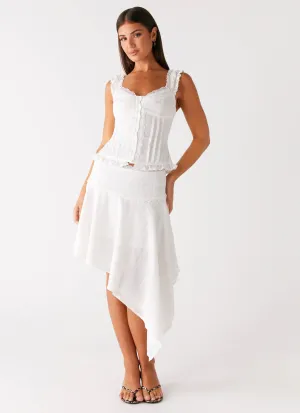 Clearwater Mist Midi Skirt - White Relaxed Feel