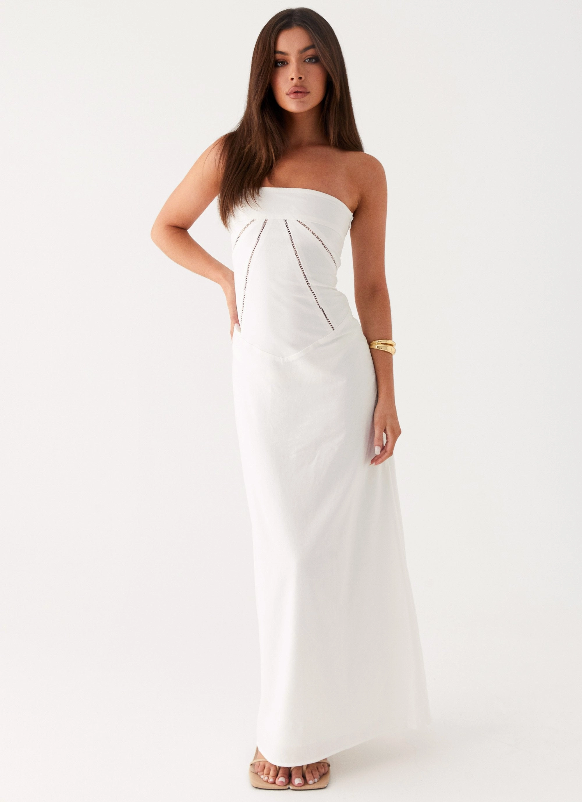 Joy Glow Lightweight Piece Cerisa Linen Maxi Dress - White