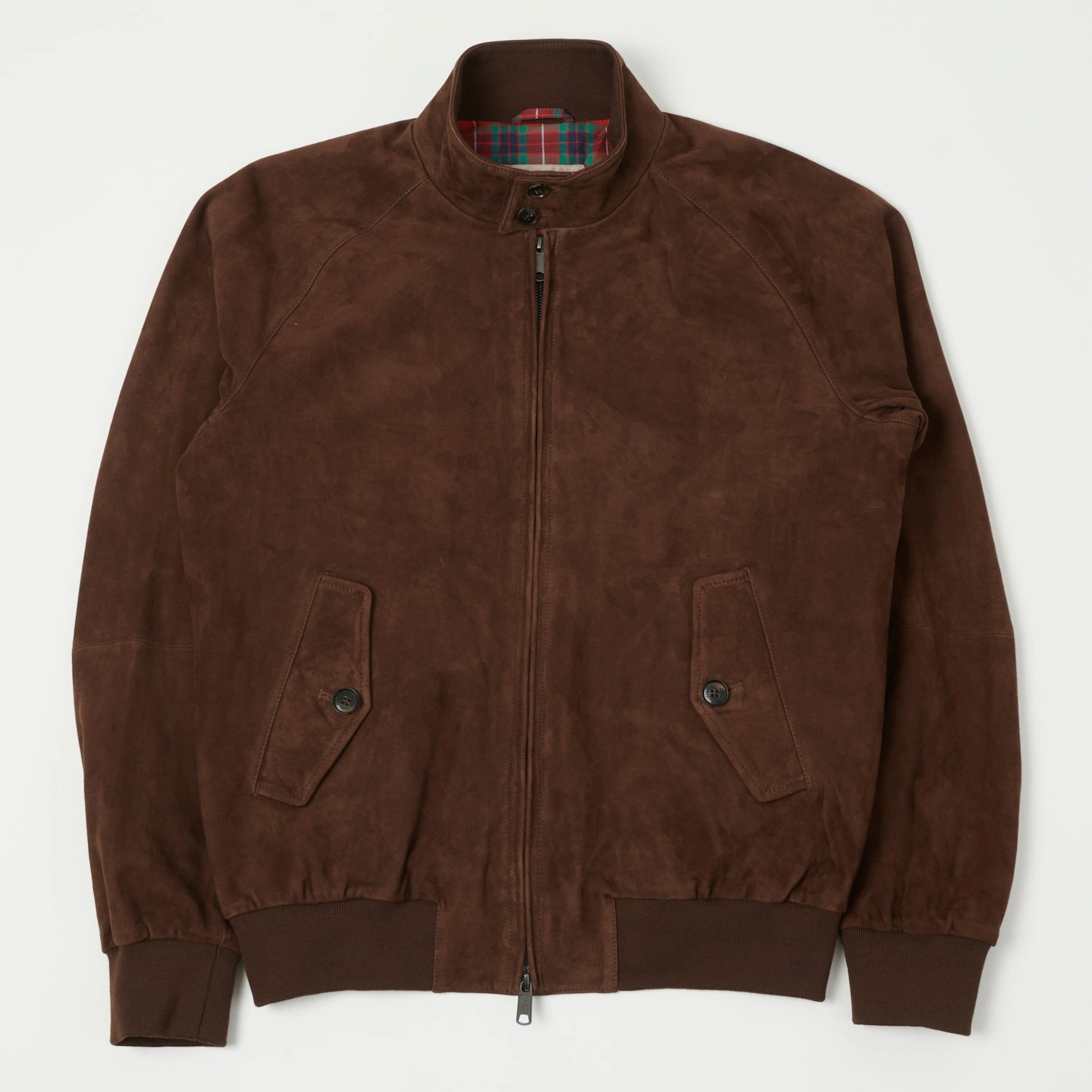 Baracuta G9 Suede Harrington Jacket - Chocolate Weatherproof Barrier Heat Sealed Zippers
