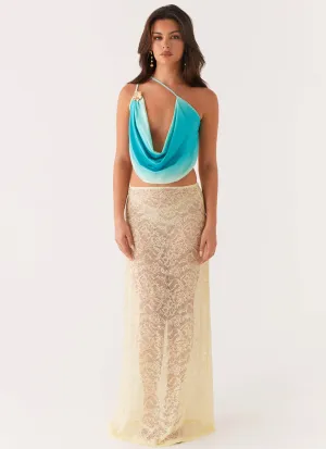 AdjustableCuffs Classic Crew Neck Phoebe Top - Green Gradient