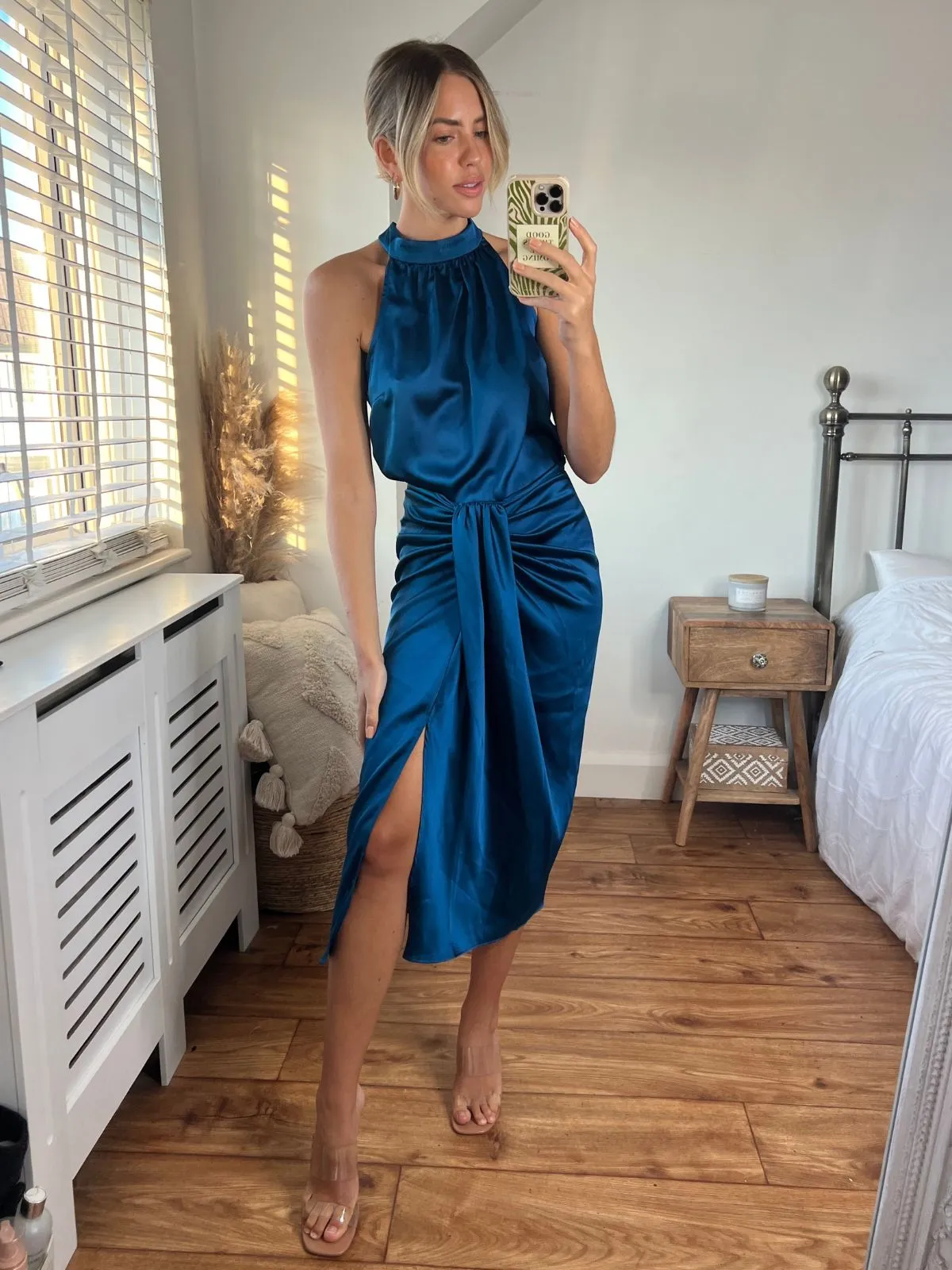 Valencia High Waist Drape Skirt / Peacock Blue Easy Layers